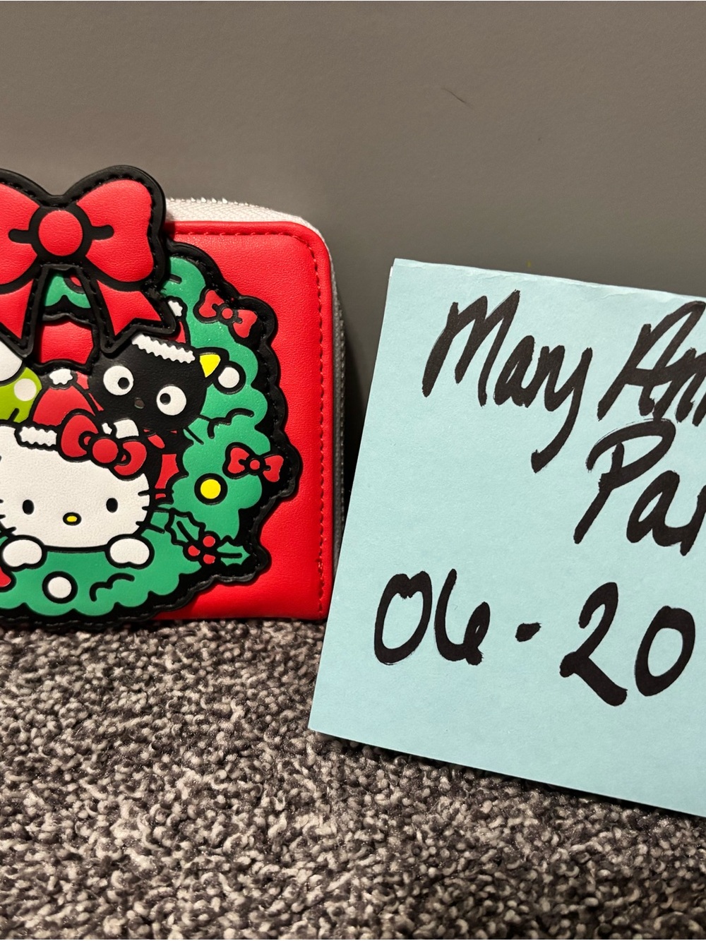 Loungefly Sanrio Hello Kitty Holiday Zip Wallet with Green Wreath